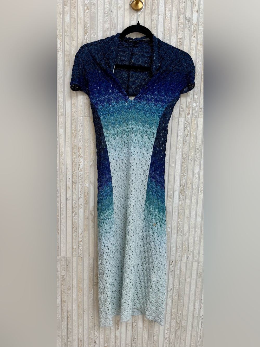 Vintage Missoni Knit Midi Dress in Shades of Blue